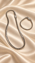 Cojunto Cubana Plata collar + pulsera 45cm y 50cm