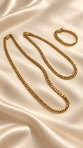 Cojunto cubana pulsera + collar oro 45cm y 50cm