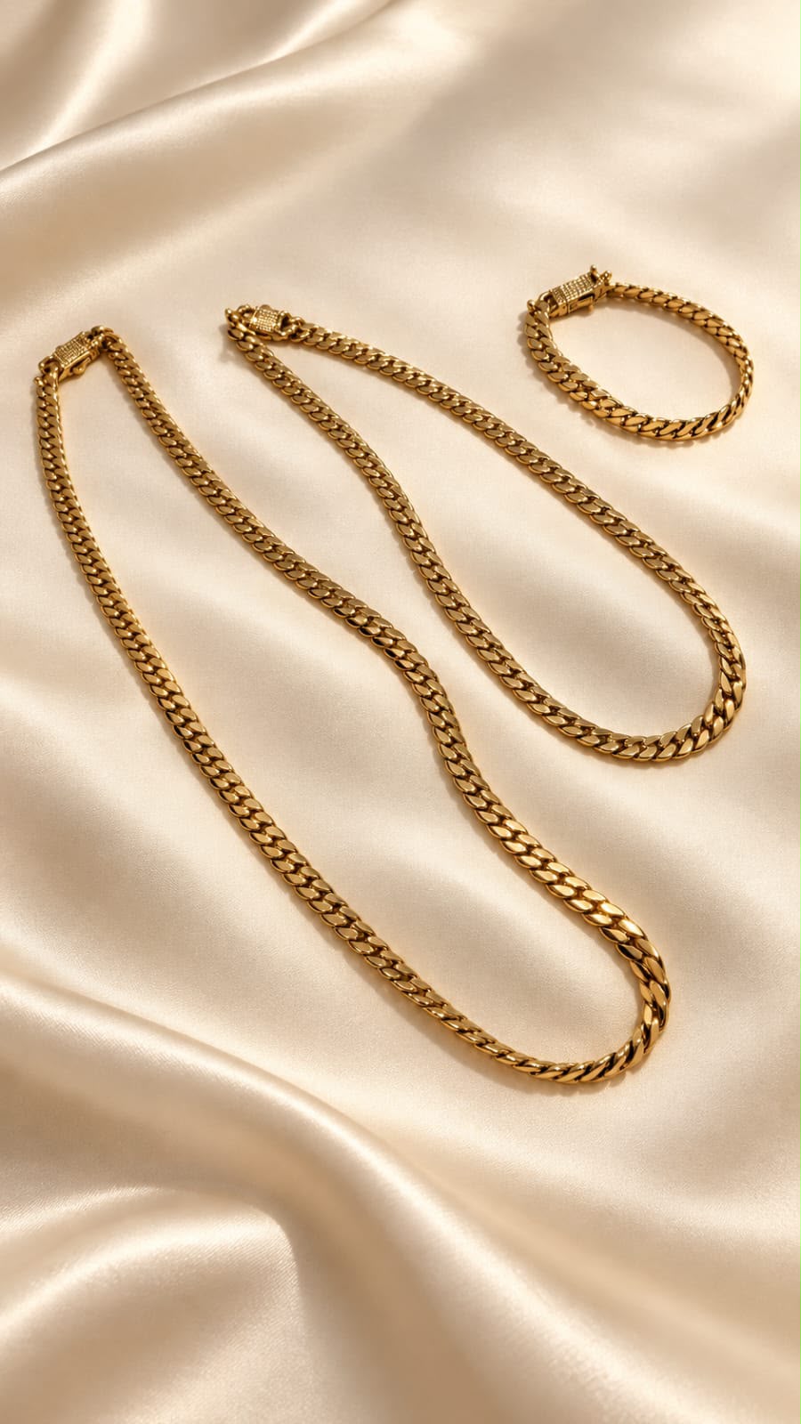 Cojunto cubana pulsera + collar oro 45cm y 50cm