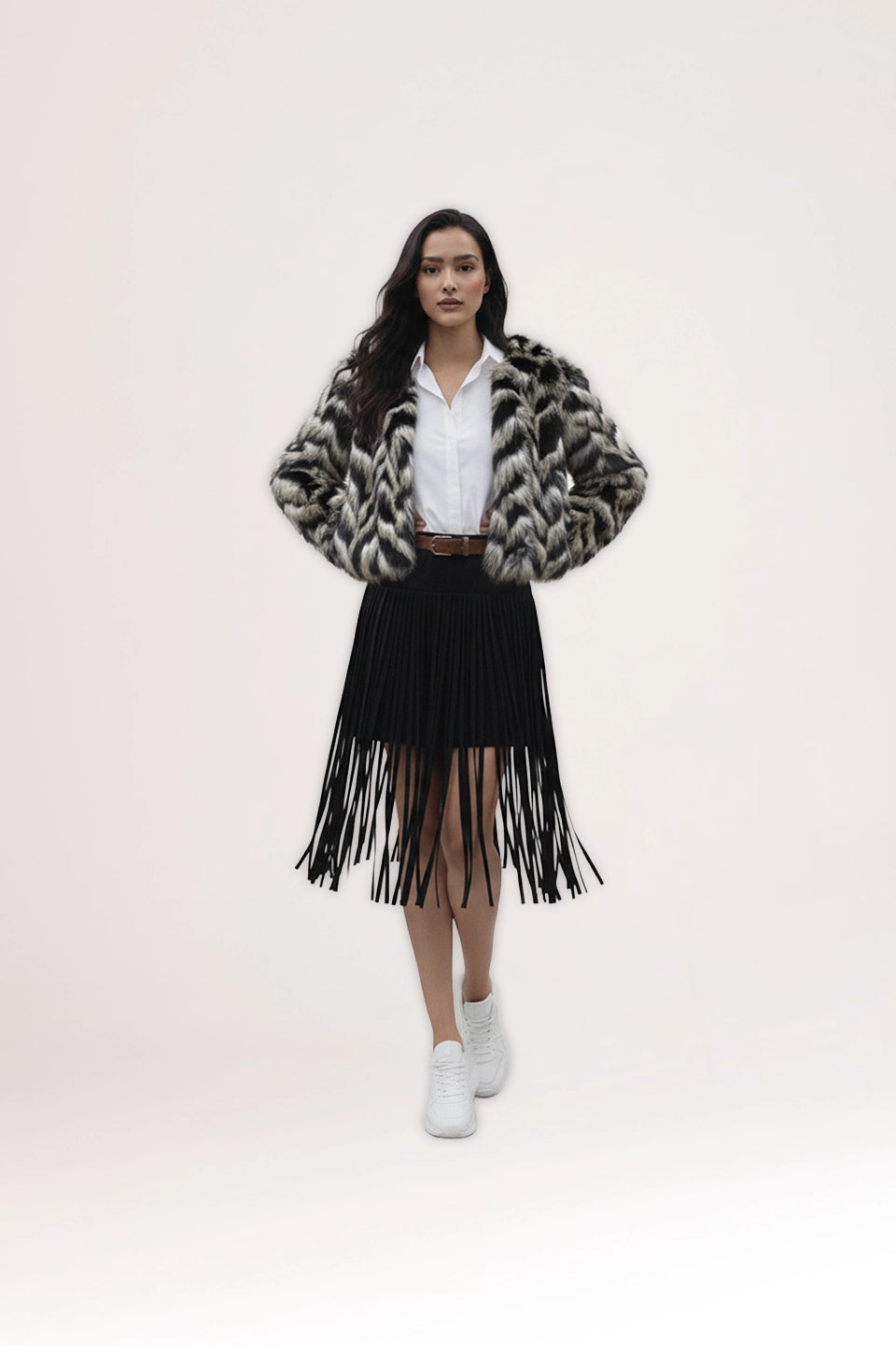 Abrigo de pelos Anabella claro