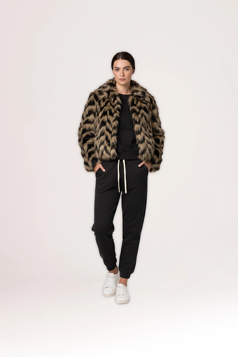 Abrigo de pelos Anabella oscuro