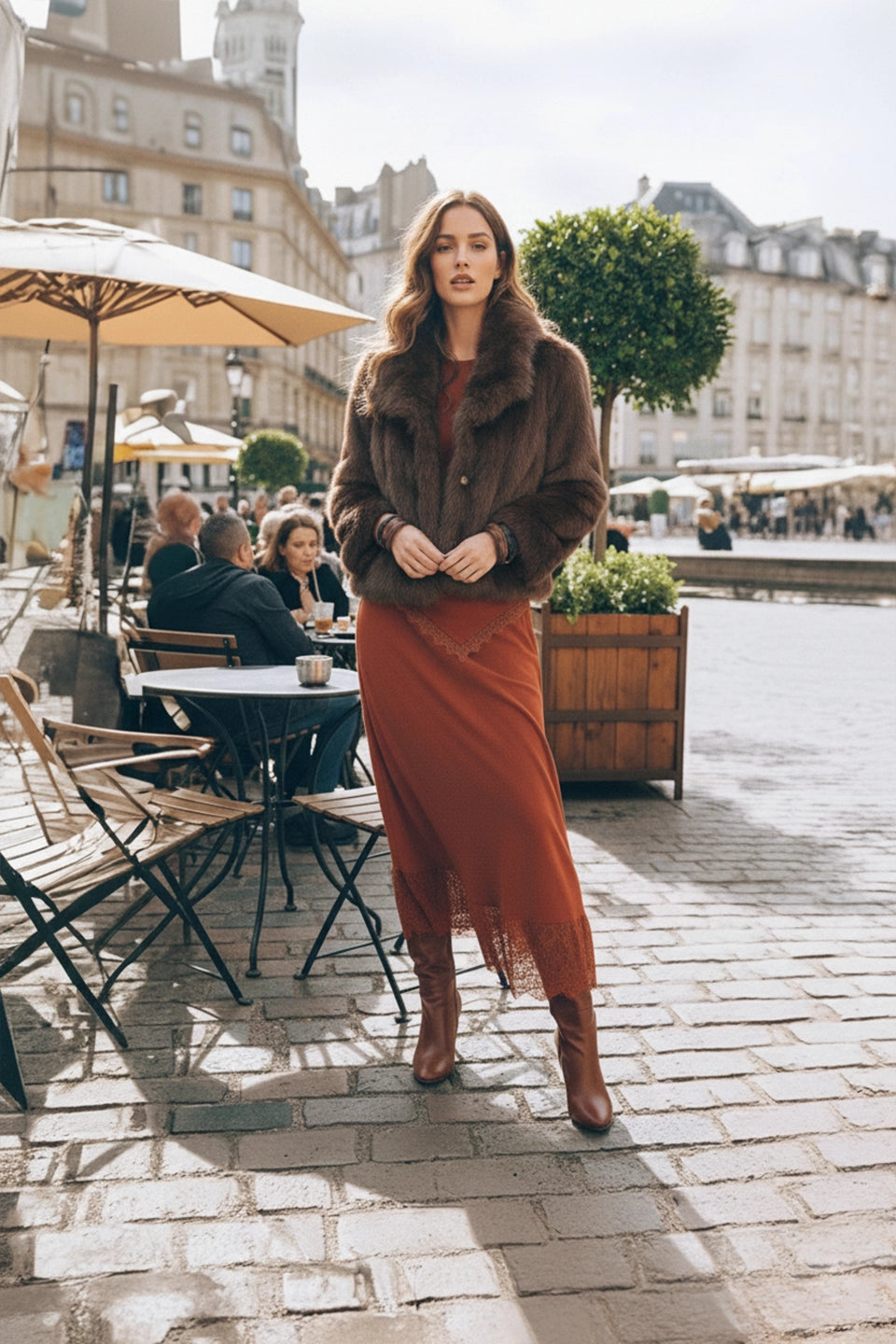 Abrigo de pelos marrón