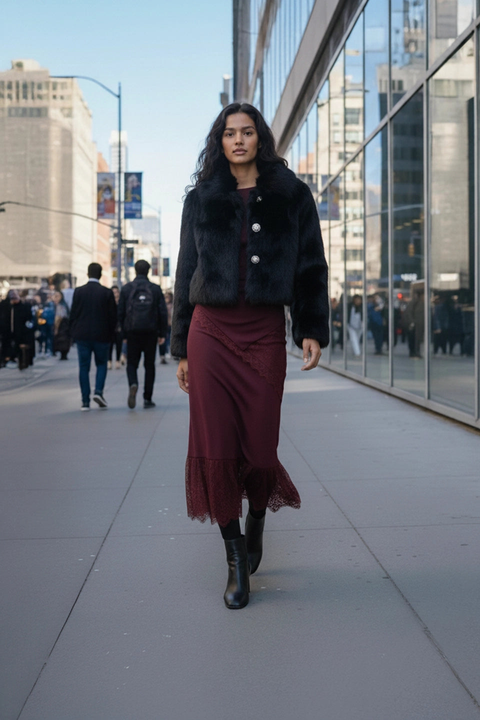 Abrigo de pelos negro