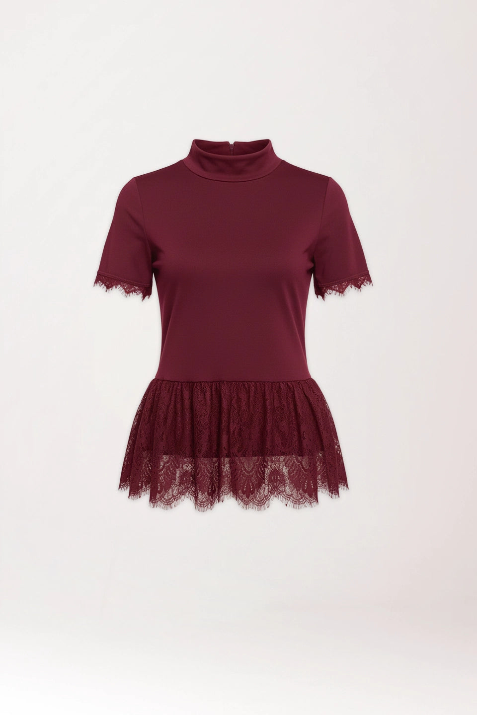 Camiseta encaje burdeos