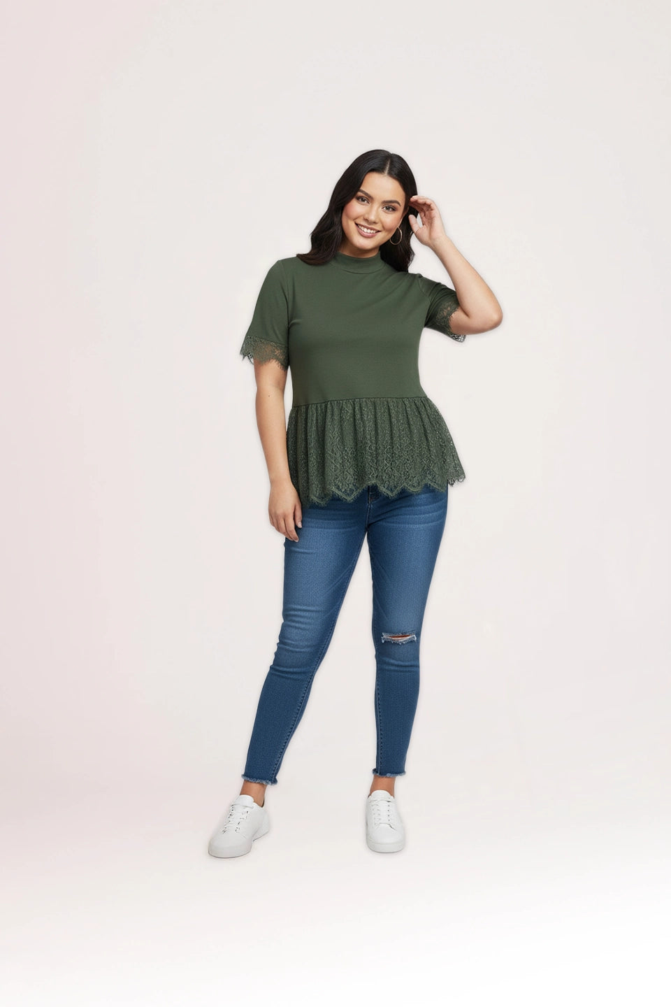 Camiseta encaje verde cacería