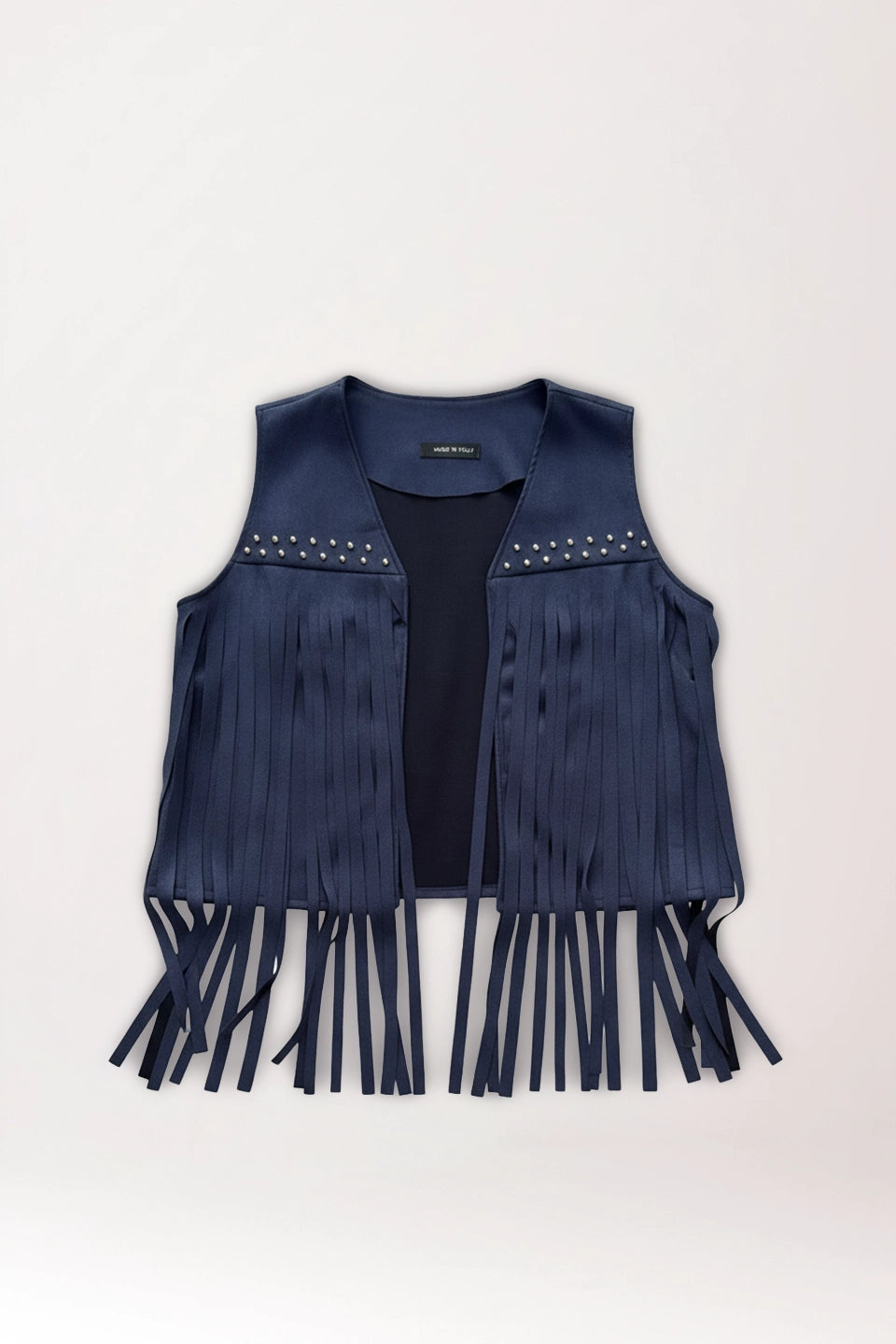 Chaleco de flecos azul
