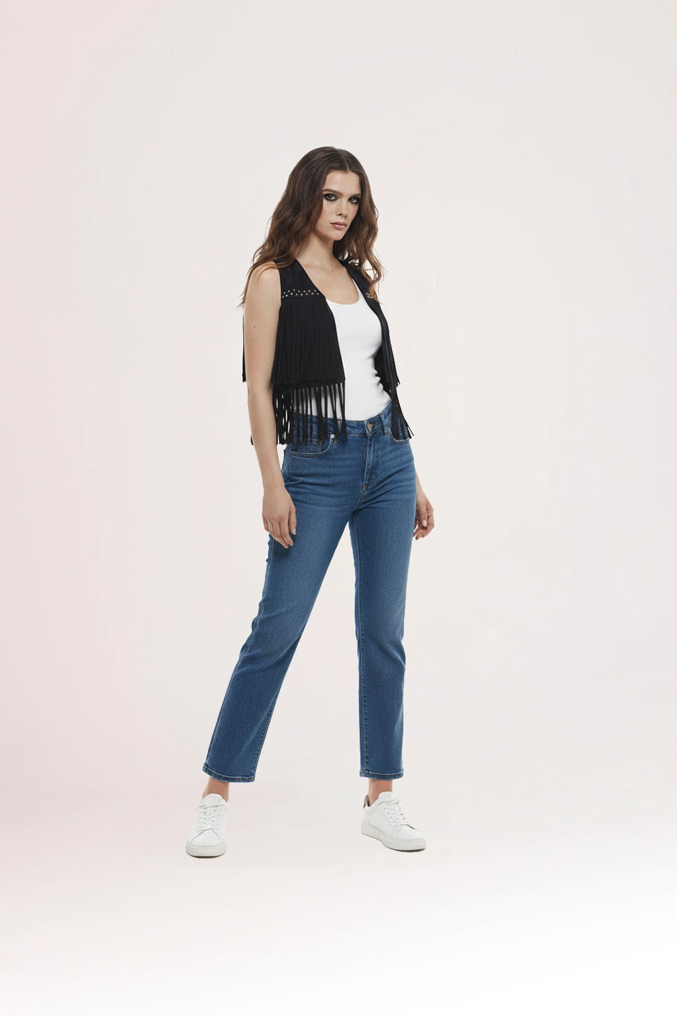 Chaleco de flecos negro