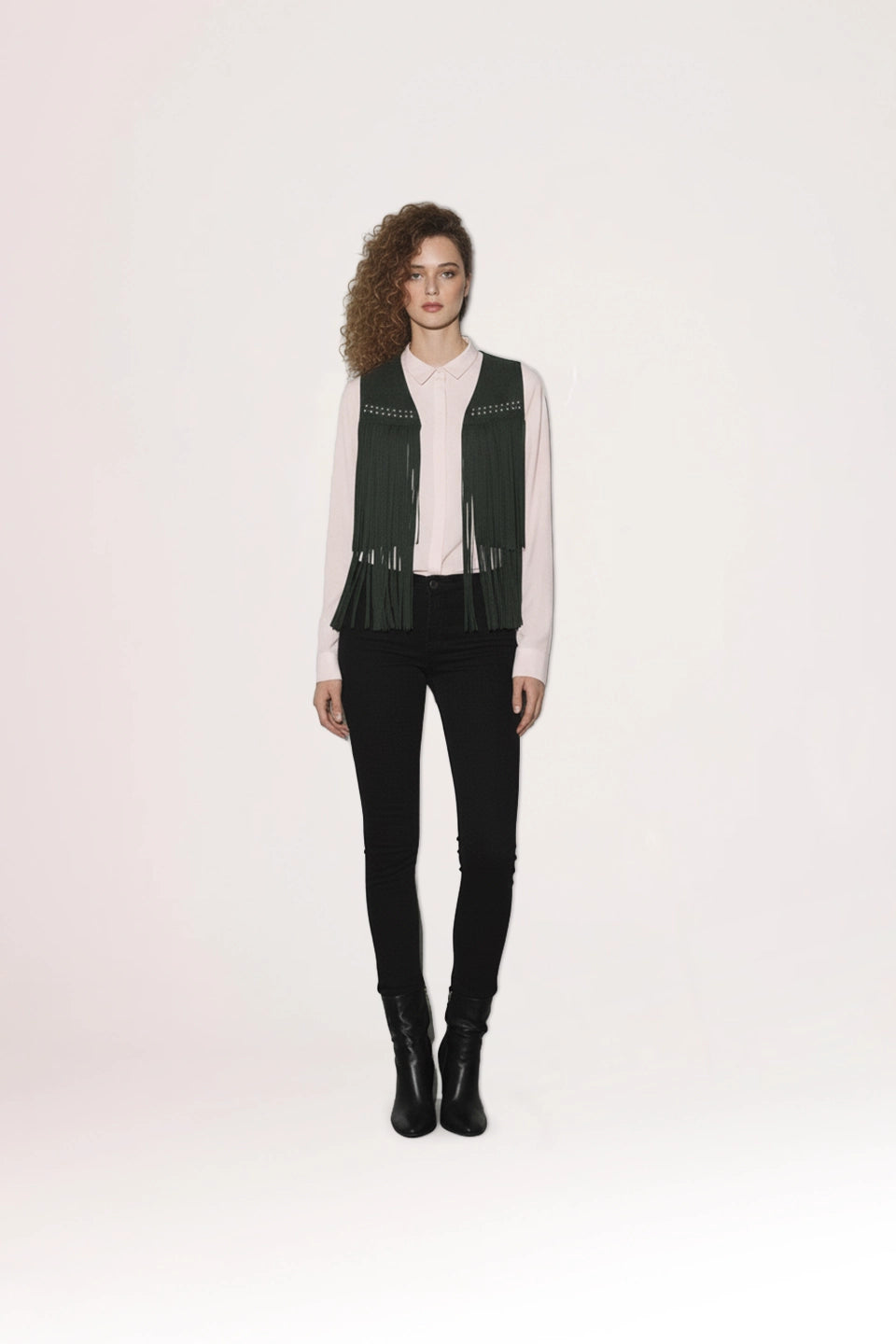 Chaleco de flecos verde