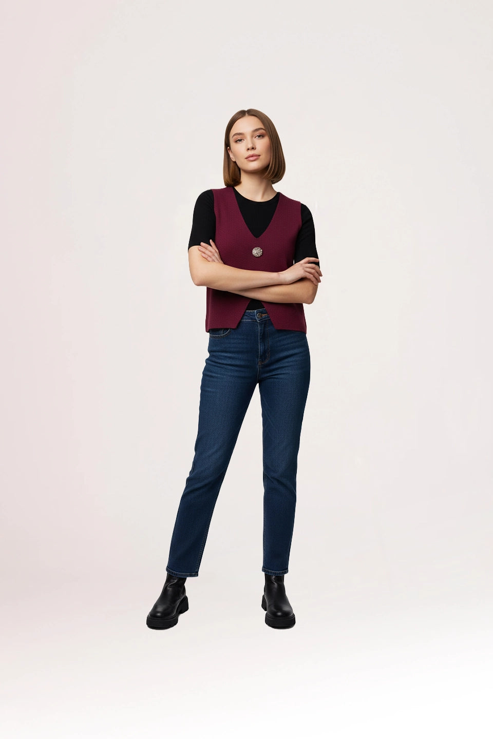 Chaleco lana burdeos