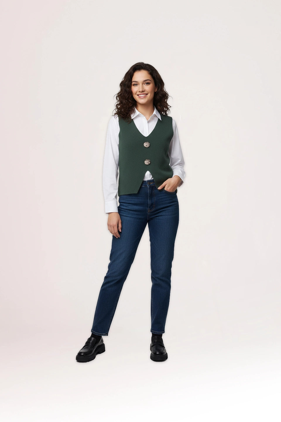 Chaleco lana verde cacería