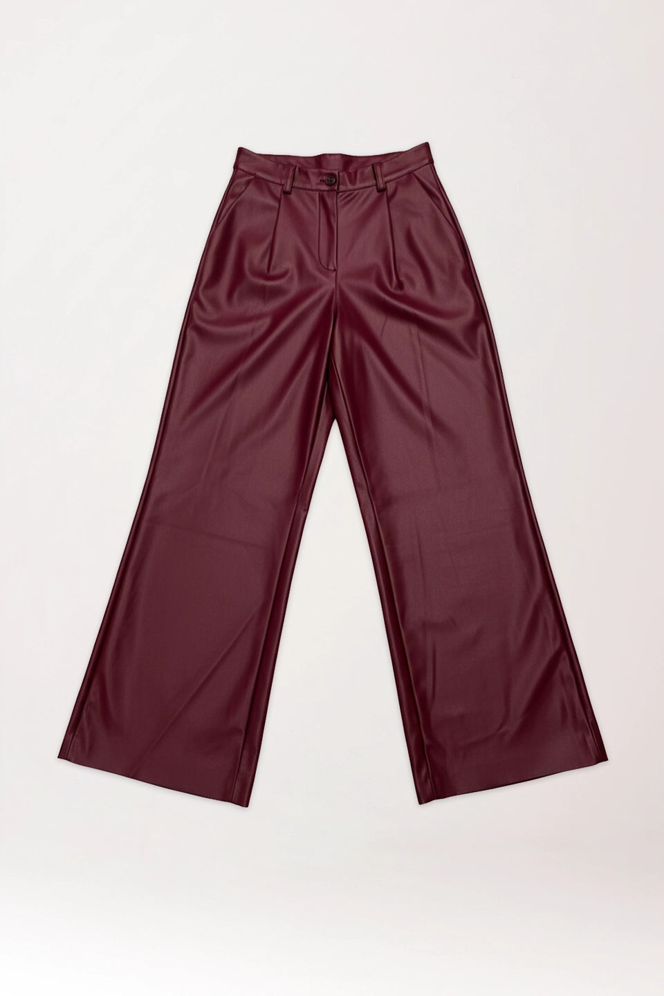 Pantalón polipiel burdeos
