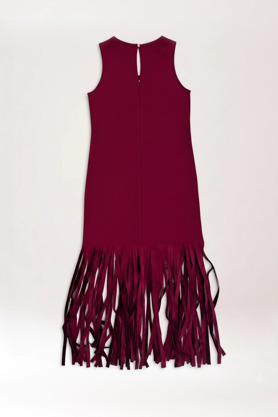 Vestido flecos burdeos