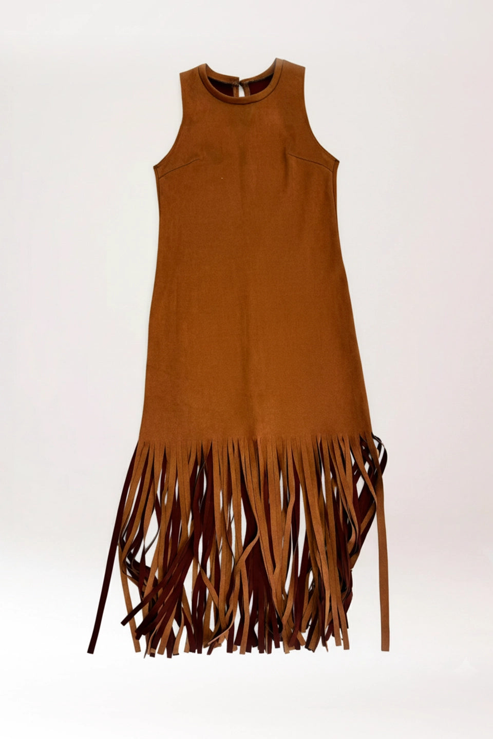 Vestido flecos camel