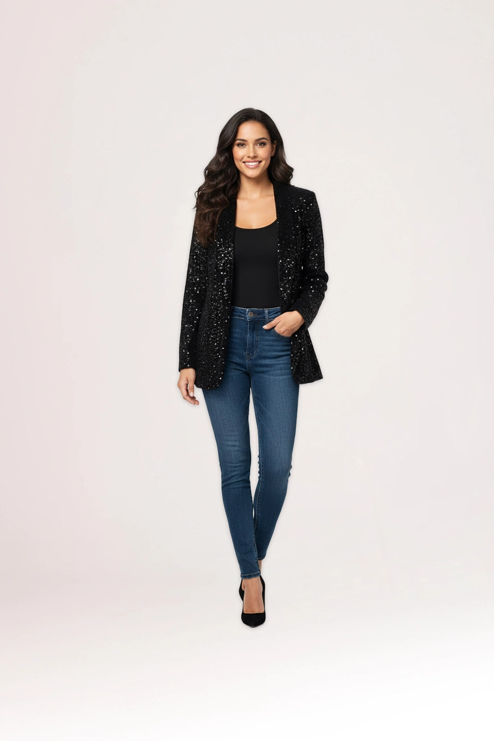 Chaqueta lentejuelas negra