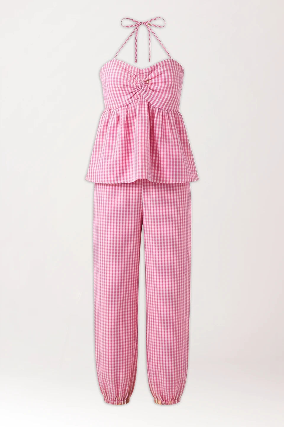 Conjunto vichy rosa barbie