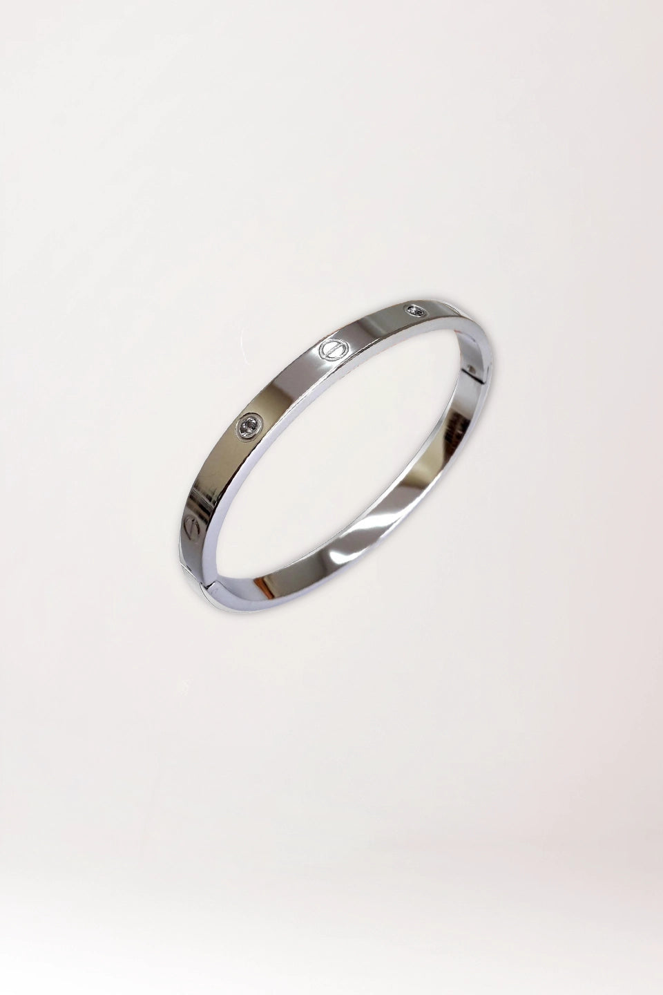 Pulsera lisa plateada de acero y circonitas