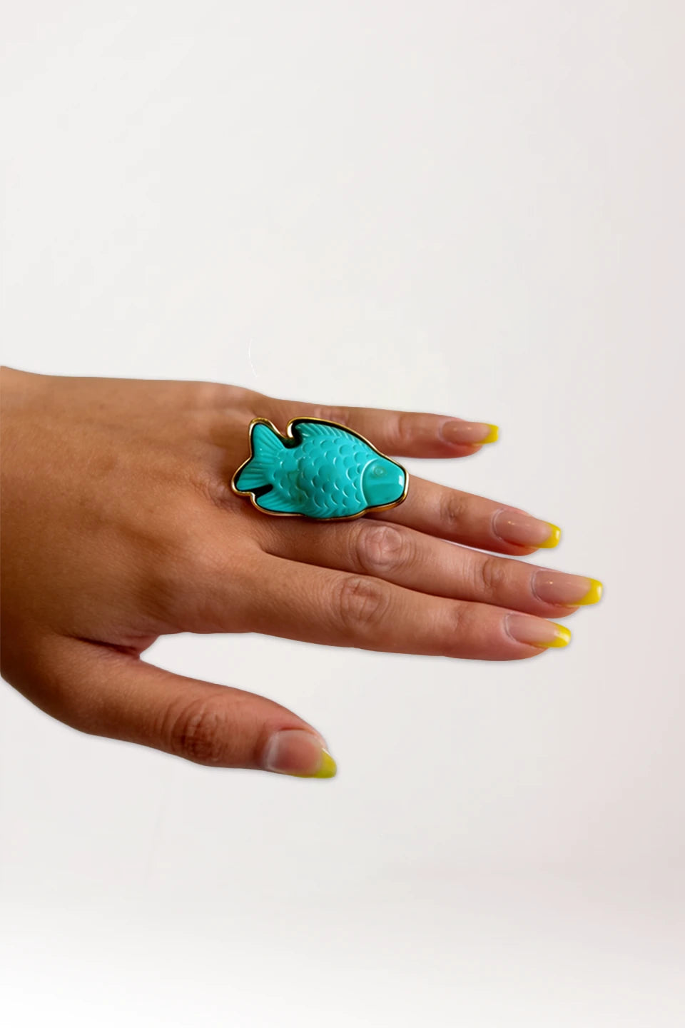Anillo pescado turquesa