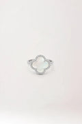 Anillo van cleef de plata de ley rodiada 925 en nácar