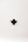 Anillo van cleef de plata rodiada 925 en piedra negra