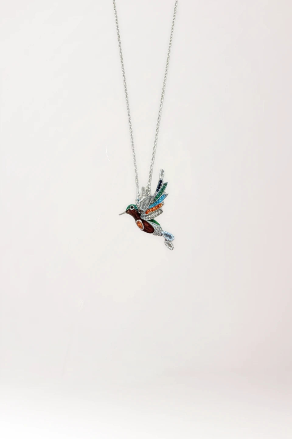 Gargantilla colibrí en plata rodiada 925