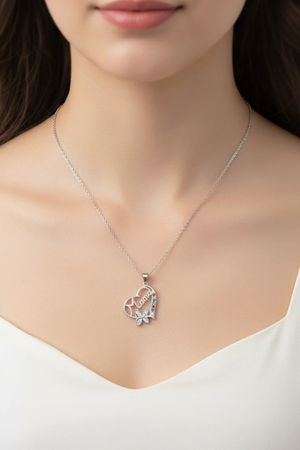 Gargantilla mamá de corazón en plata de ley 925