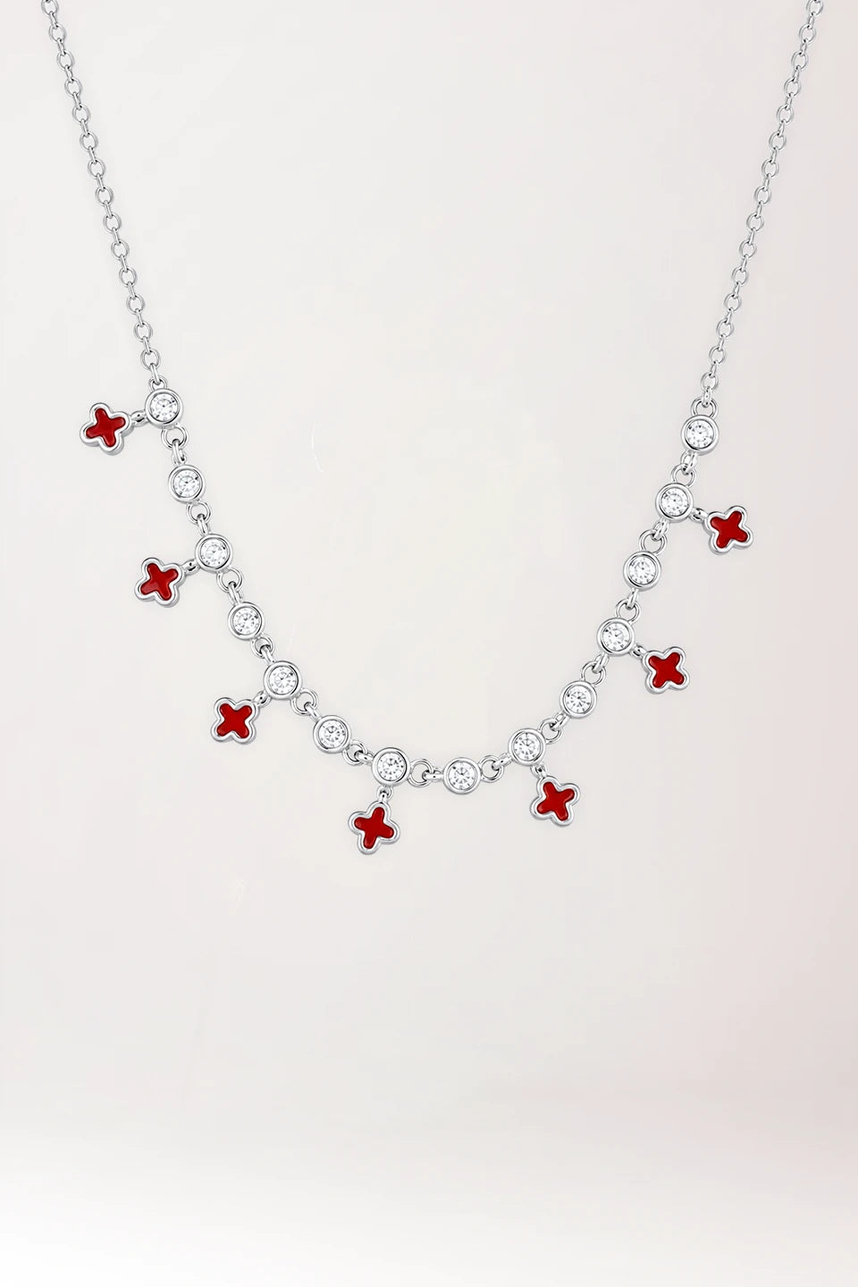 Gargantilla van cleef roja plata de ley rodiada 925