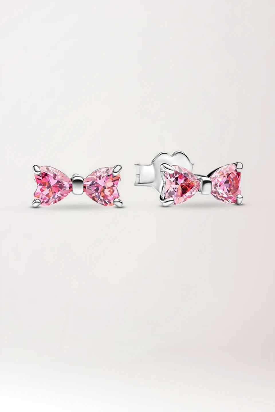 Pendientes Lazo Rosa Brillante