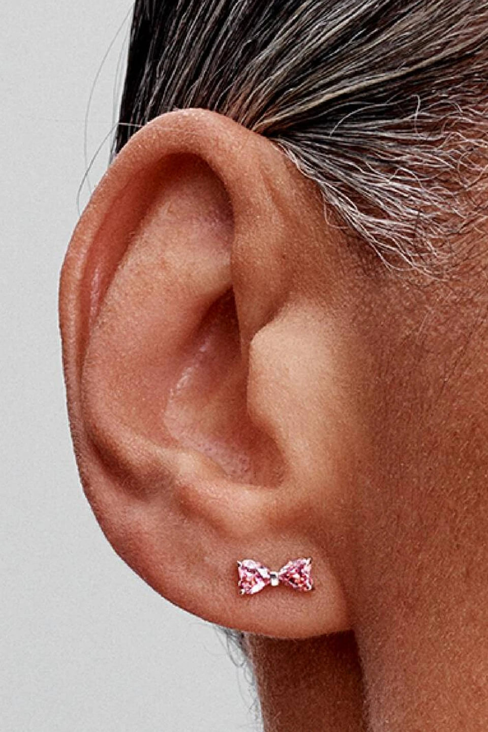 Pendientes Lazo Rosa Brillante