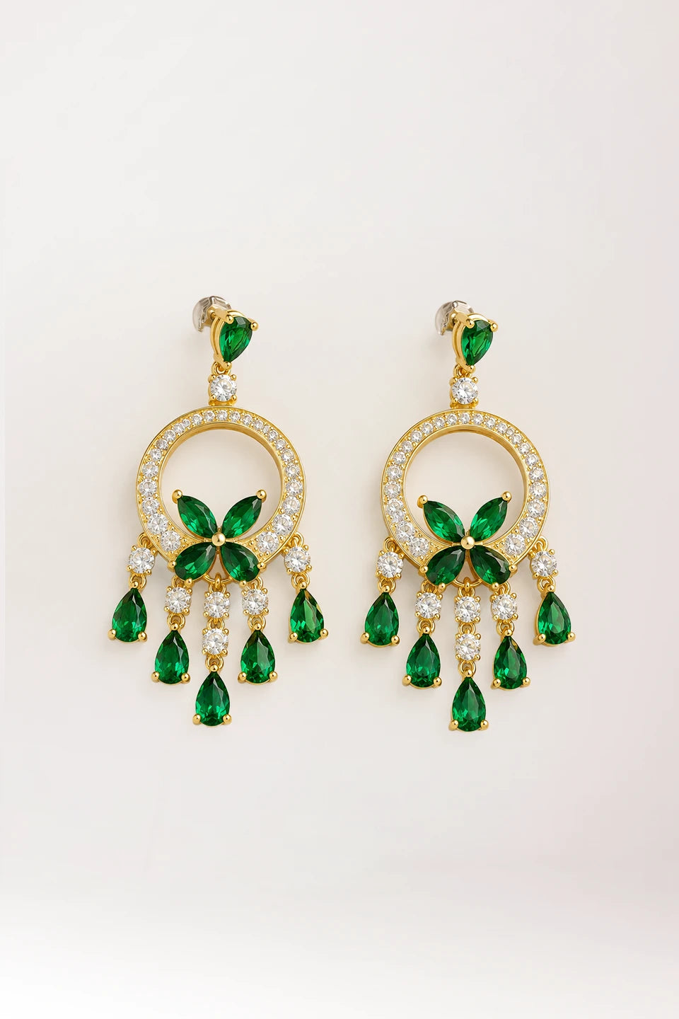 Pendientes de luxe plata rodiada 925 con baño de oro con swaroski