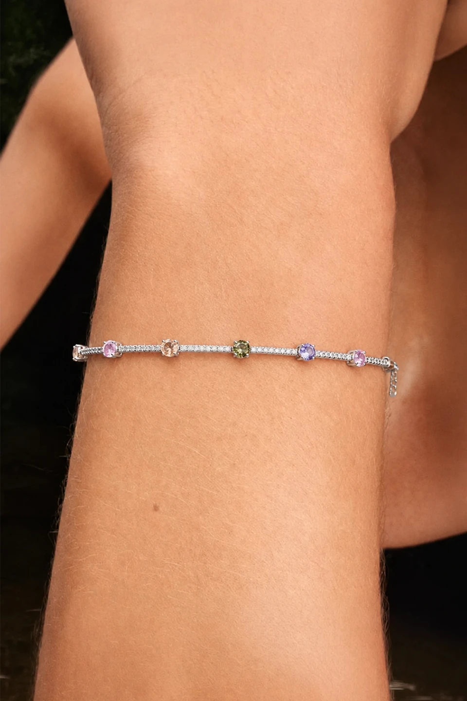 Pulsera cinderella plata de ley rodiada y cristales