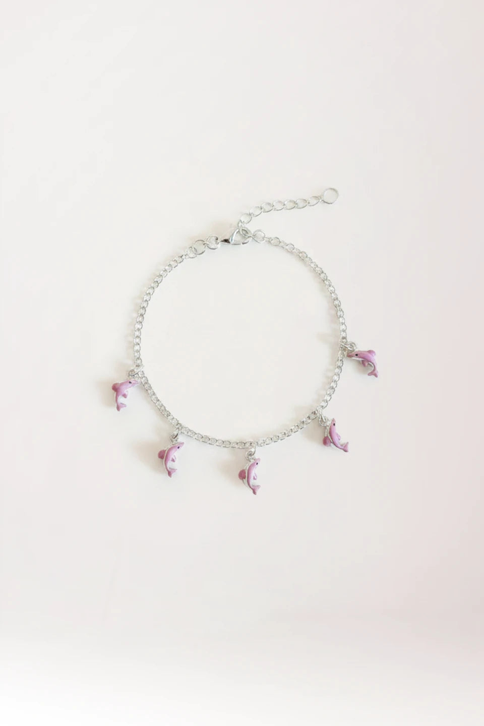 Pulseras delfines rosas en plata de ley 925