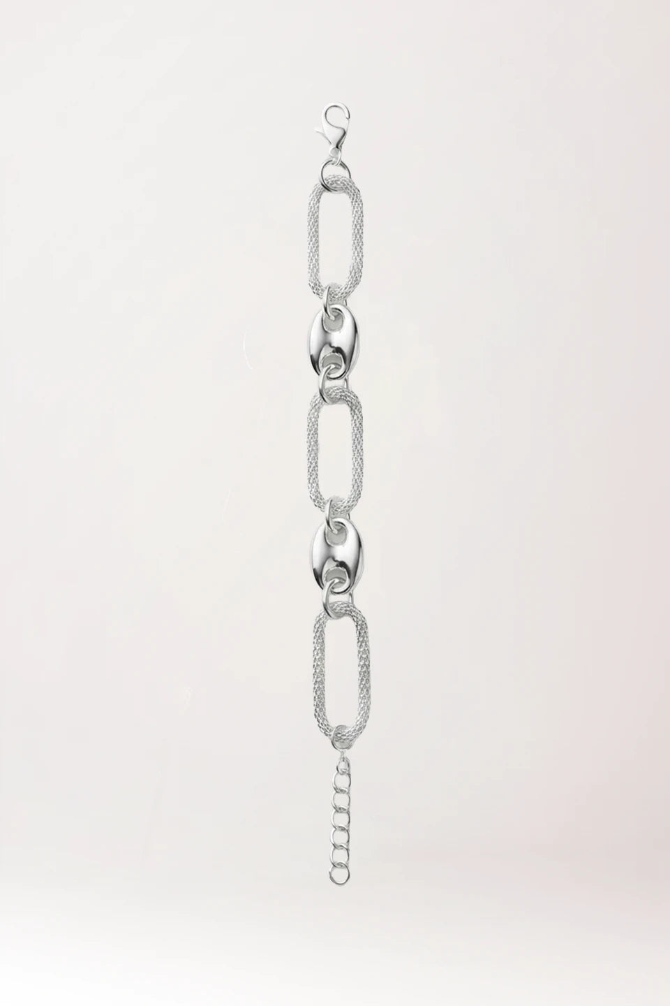 Pulsera de doble cadeneta y calabrote en plata de ley 925
