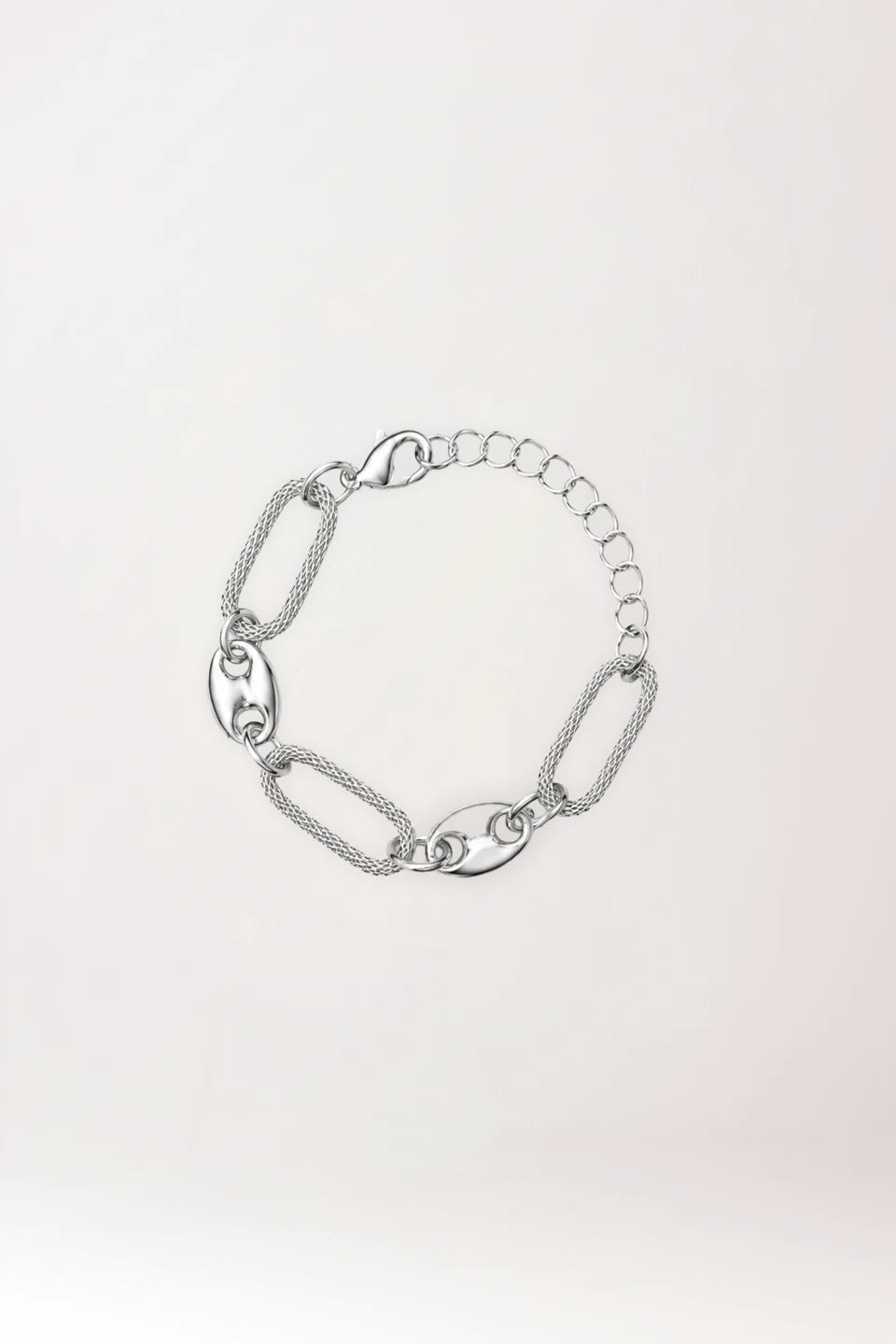 Pulsera de doble cadeneta y calabrote en plata de ley 925