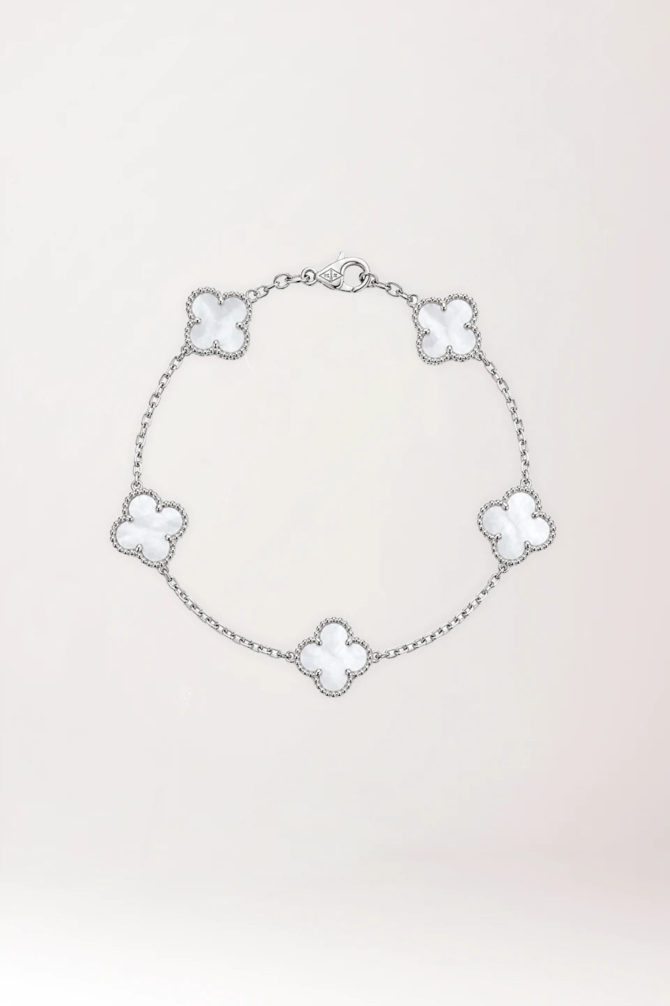 Pulsera van cleef plata rodiada 925 y nácar