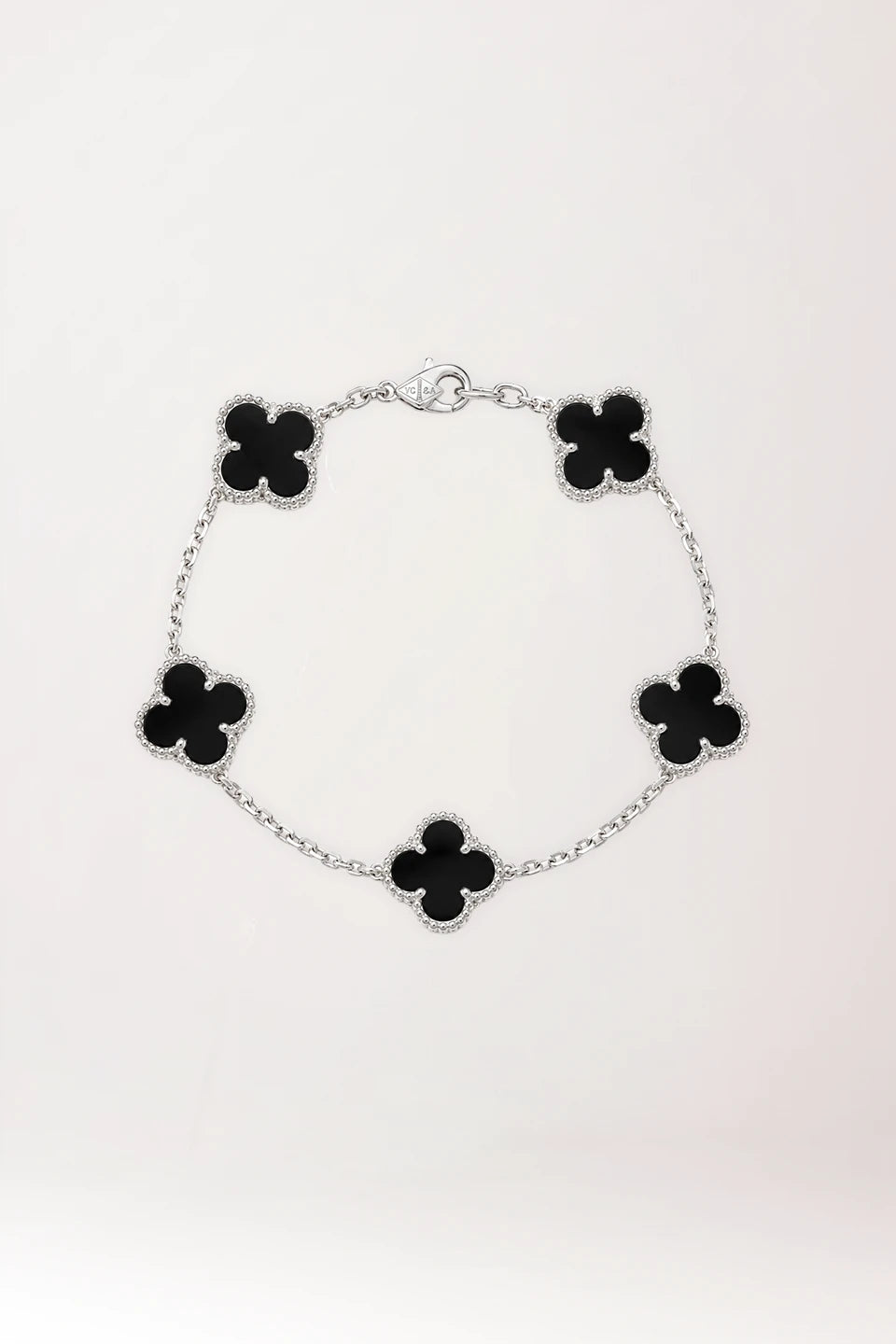 Pulsera van cleef de ónix negro plata rodiada 925