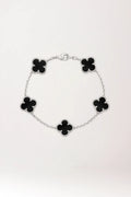 Pulsera van cleef de ónix negro de plata de ley rodiada 925