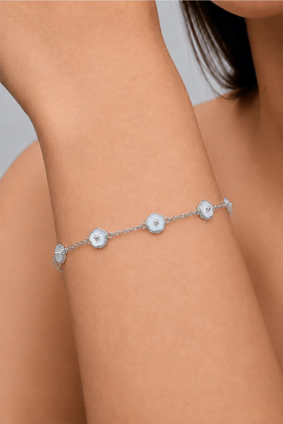 Pulsera van cleef plata rodiada 925 anacarada