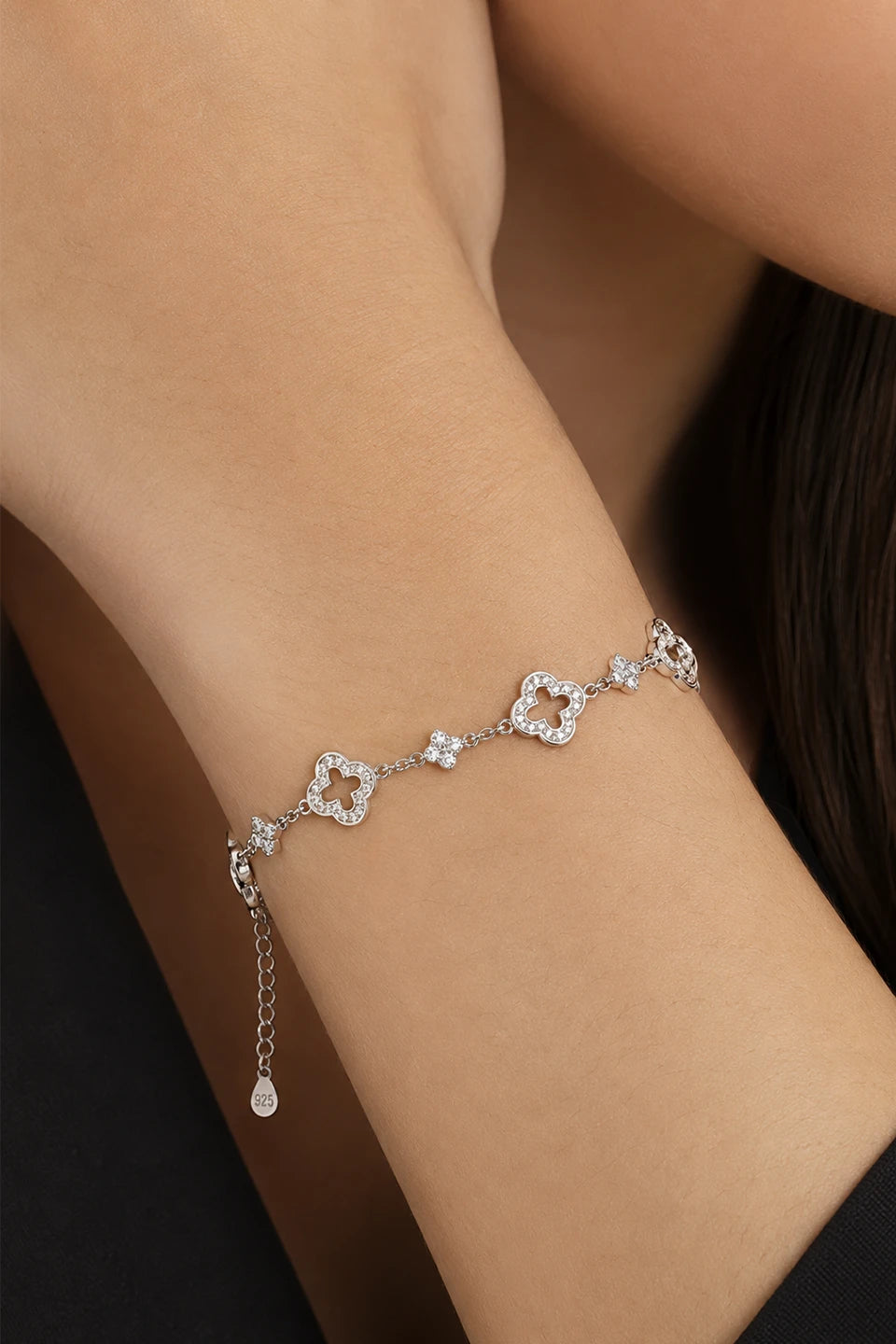 Pulsera van cleef plata rodiada 925 con swaroski