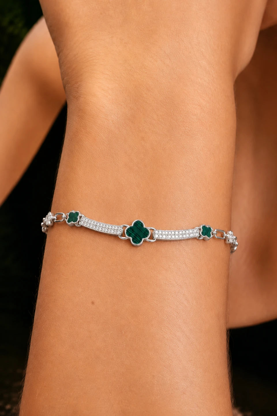 Pulsera van cleef en verde plata de ley 925