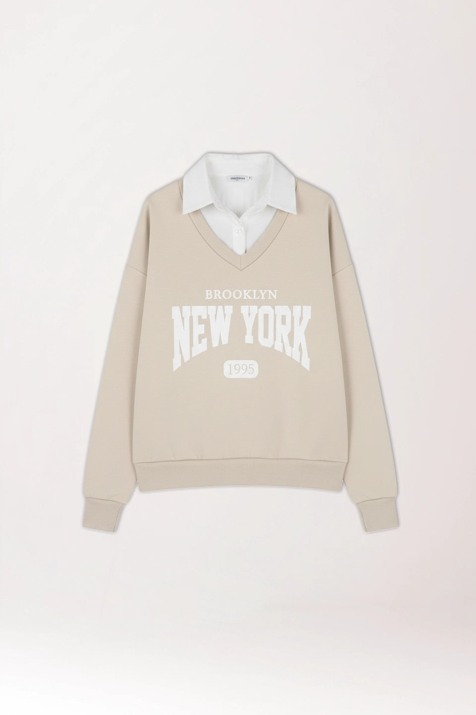 Sudadera doble camisa New York beige