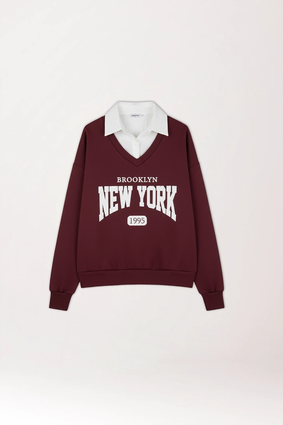 Sudadera doble camisa New York burdeos