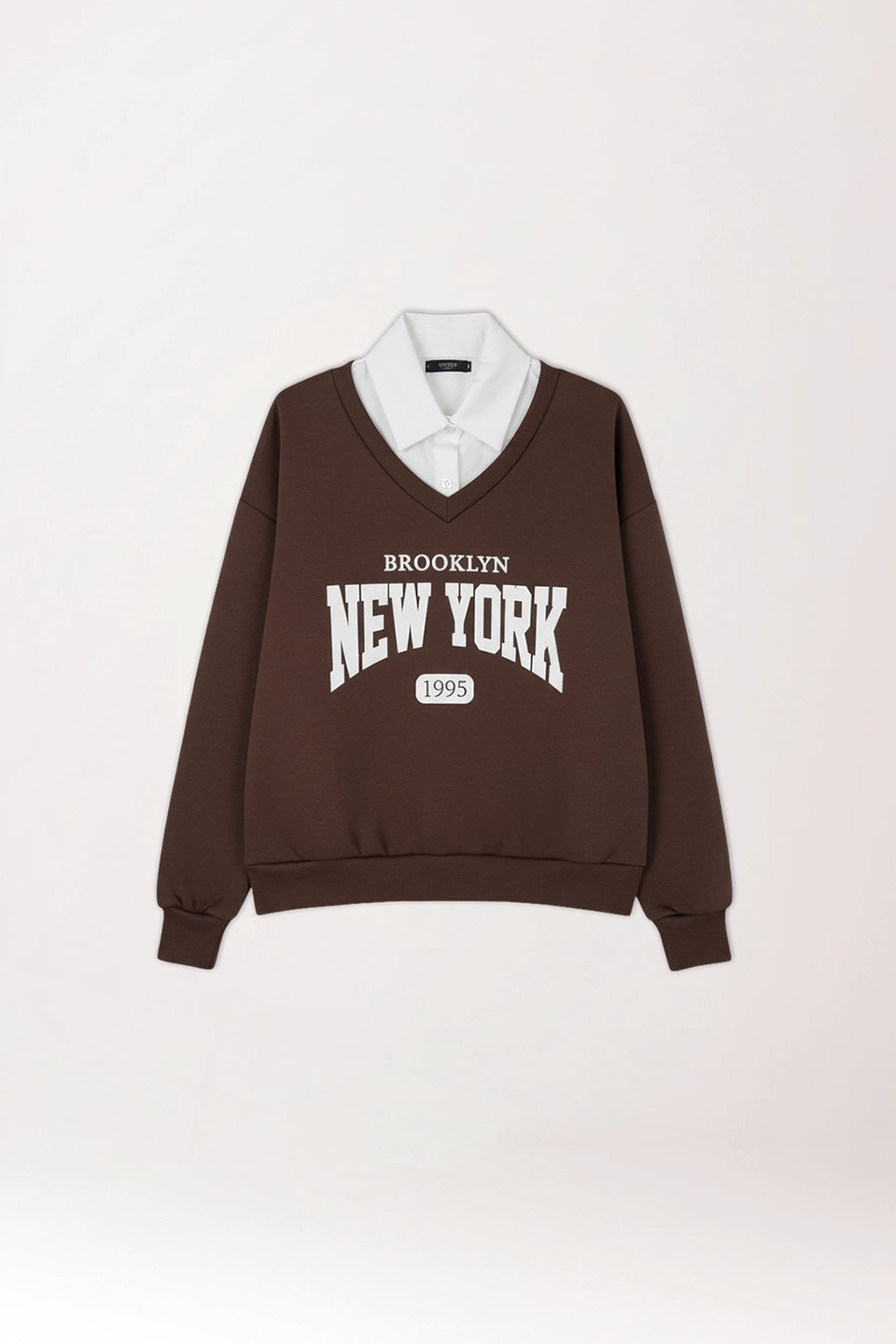 Sudadera doble camisa New York marrón